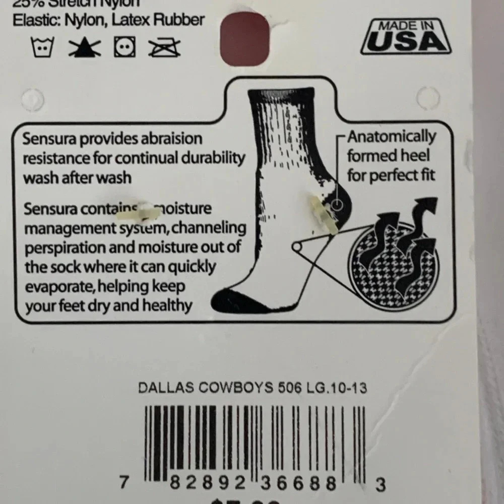 2 Pairs VINTAGE Dallas Cowboys Football NFL TUBE SOCKS FITS 10-13 USA NEW! - Picture 3 of 5